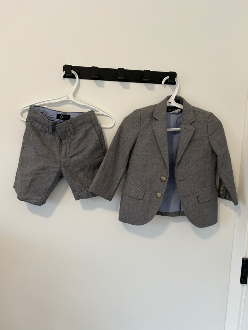 Gray Toddler JCrew linen Blazer and Shorts Suit Set